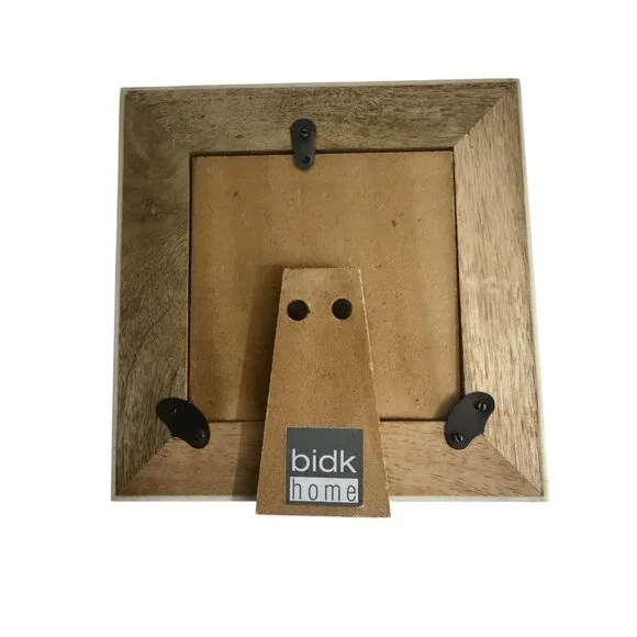 BIDK Home Wood Square Picture Frame Brown White Holds 4"x4" Photo (Total 6"x6") - Picture 7 of 9